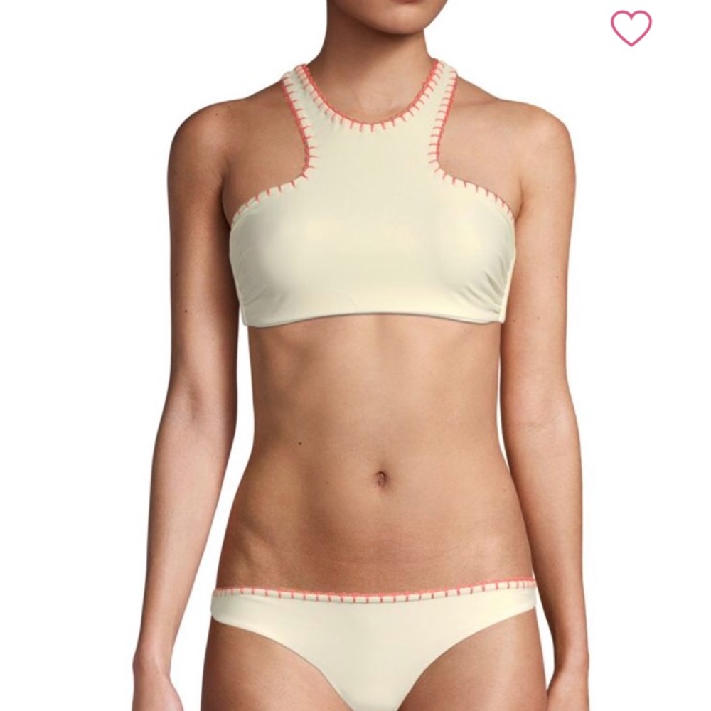 Coral and ivory bikini